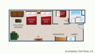 The Floor Plan for the Family Wolf Den Suite