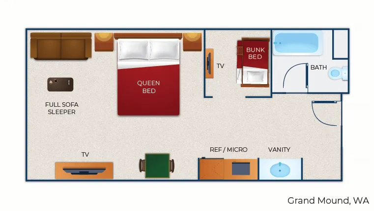 The floorplan for the Wolf Den Suite Standard