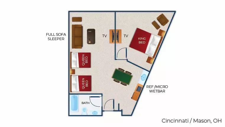 The floor plan for the Majestic Bear Suite (Balcony/Patio)
