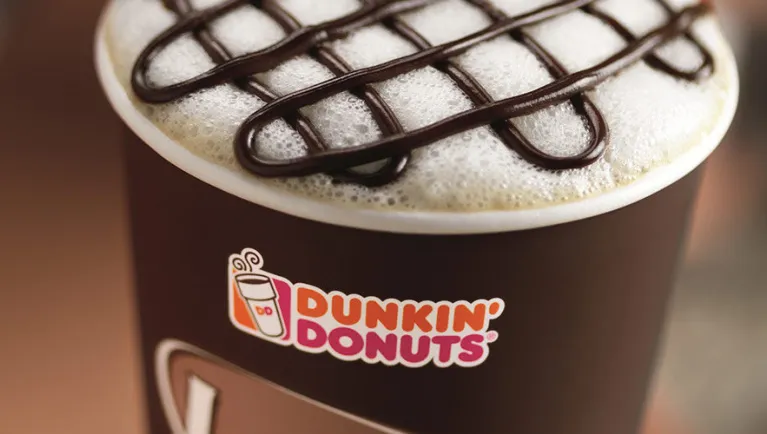 A coffee latte available at Dunkin' Donuts at Great Wolf Lodge indoor water park and resort.
