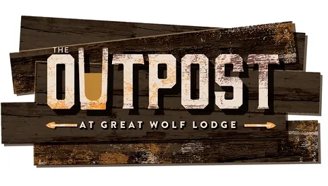 The logo for The Outpost at Great Wolf Lodge indoor water park and resort.