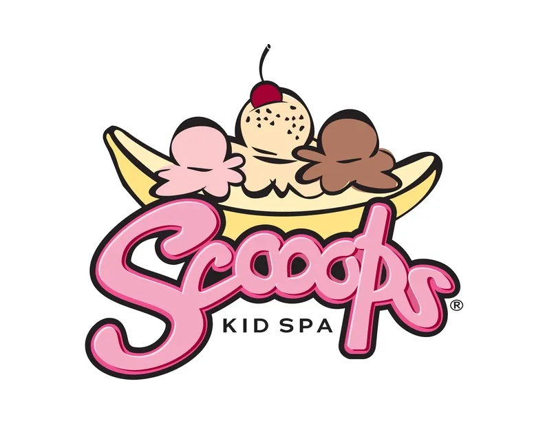 The logo for Scooops Kid Spa at Great Wolf Lodge indoor water park and resort.