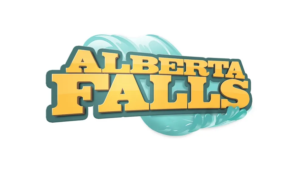 Logo for the Alberta Falls ride at a Great Wolf Lodge indoor water park.