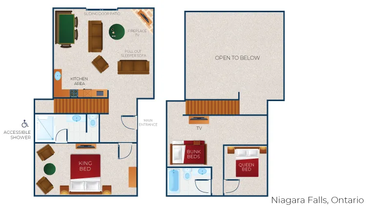 The floorplan for the Timber Wolf Cottage 