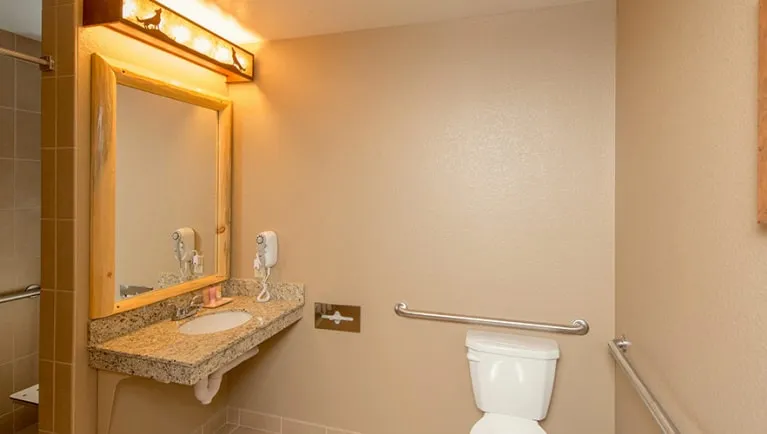 The accessible shower in the Grizzly Bear Suite